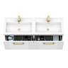 Roxbury Deco Fluted 1200mm White Double Basin Vanity Unit - 2 Drawer Unit with Brushed Brass Handles