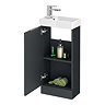 Roxbury Deco Fluted 400mm Anthracite Grey Floor Standing Cloakroom Vanity Unit