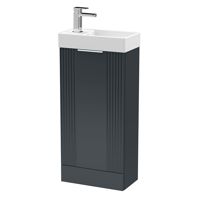 Roxbury Deco Fluted 400mm Anthracite Grey Floor Standing Cloakroom Vanity Unit
