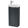 Roxbury Deco Fluted 400mm Anthracite Grey Floor Standing Cloakroom Vanity Unit