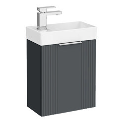 Roxbury Deco Fluted 400mm Anthracite Grey Wall Hung Cloakroom Vanity Unit