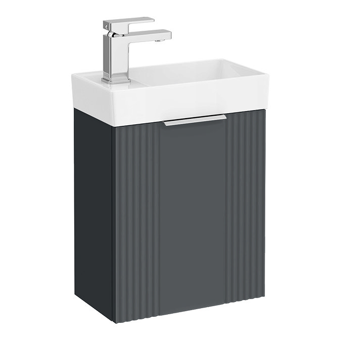 Roxbury Deco Fluted 400mm Anthracite Grey Wall Hung Cloakroom Vanity Unit