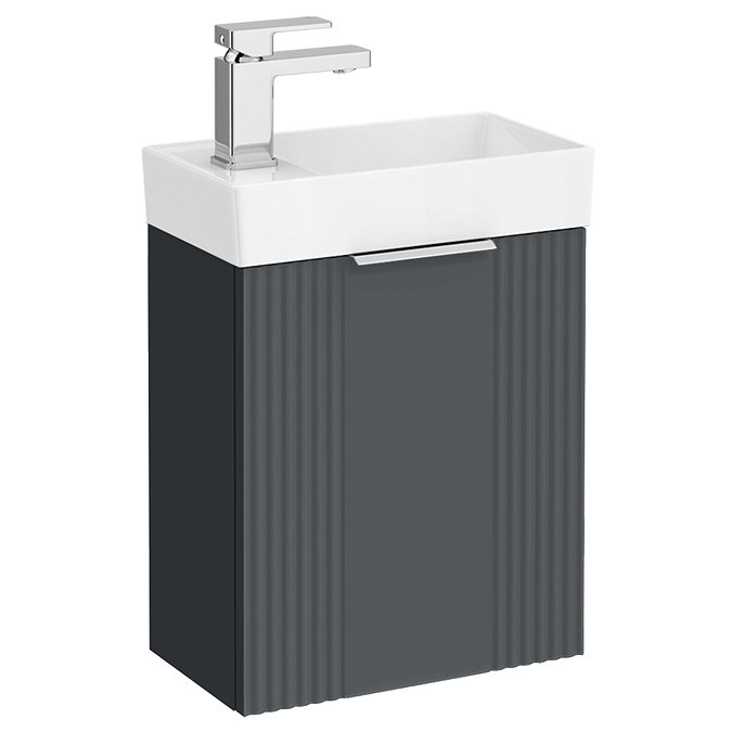 Roxbury Deco Fluted 400mm Anthracite Grey Wall Hung Cloakroom Vanity Unit