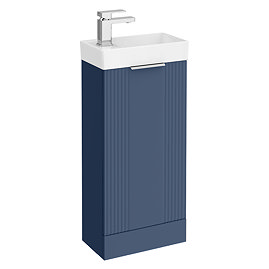Roxbury Deco Fluted 400mm Blue Floor Standing Cloakroom Vanity Unit