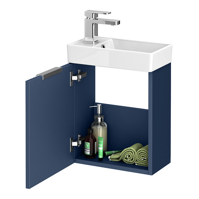 Roxbury Deco Fluted 400mm Blue Wall Hung Cloakroom Vanity Unit