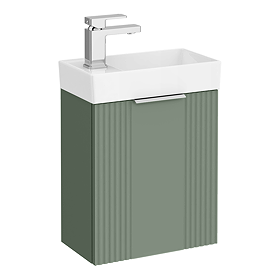 Roxbury Deco Fluted 400mm Green Wall Hung Cloakroom Vanity Unit