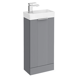 Roxbury Deco Fluted 400mm Grey Floor Standing Cloakroom Vanity Unit