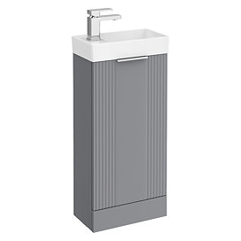 Roxbury Deco Fluted 400mm Grey Floor Standing Cloakroom Vanity Unit
