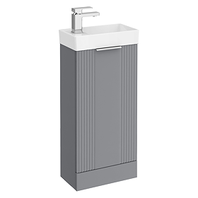 Roxbury Deco Fluted 400mm Grey Floor Standing Cloakroom Vanity Unit