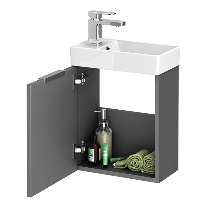 Roxbury Deco Fluted 400mm Grey Wall Hung Cloakroom Vanity Unit
