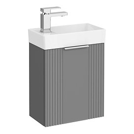 Roxbury Deco Fluted 400mm Grey Wall Hung Cloakroom Vanity Unit