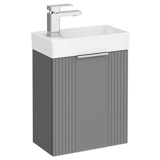 Roxbury Deco Fluted 400mm Grey Wall Hung Cloakroom Vanity Unit