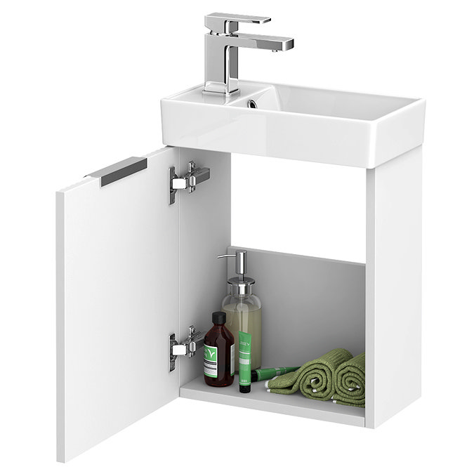 Roxbury Deco Fluted 400mm White Wall Hung Cloakroom Vanity Unit