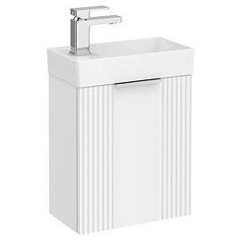 Roxbury Deco Fluted 400mm White Wall Hung Cloakroom Vanity Unit