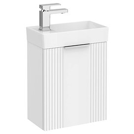 Roxbury Deco Fluted 400mm White Wall Hung Cloakroom Vanity Unit