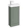Roxbury Deco Fluted 400mm Green Floor Standing Cloakroom Vanity Unit