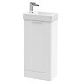 Roxbury Deco Fluted 400mm Satin White Floor Standing Cloakroom Vanity Unit