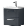 Roxbury Deco Fluted 500mm Anthracite Grey Vanity Unit - Wall Hung 2-Drawer Unit & Chrome Handles