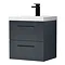 Roxbury Deco Fluted 500mm Anthracite Grey Vanity Unit - Wall Hung 2-Drawer Unit with Matt Black Handles