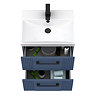 Roxbury Deco Fluted 500mm Blue Vanity Unit - Wall Hung 2-Drawer Unit with Matt Black Handles