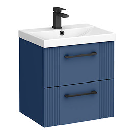 Roxbury Deco Blue 500mm Vanity Unit with Matt Black Handles