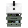 Roxbury Deco Fluted 500mm Green Vanity Unit - Wall Hung 2-Drawer Unit with Matt Black Handles