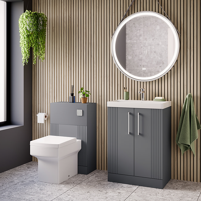 Roxbury Deco Fluted 500mm Grey WC Unit