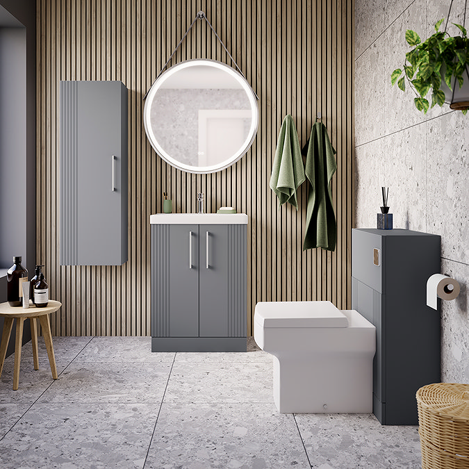 Roxbury Deco Fluted 500mm Grey WC Unit