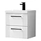 Roxbury Deco Fluted 500mm White Vanity Unit - Wall Hung 2 Drawer Unit & Matt Black Handles