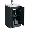 Roxbury Deco Fluted 500mm Anthracite Grey Vanity Unit - Floor Standing 2 Door Unit with Thin-Edged Ceramic Basin and Chrome Handles