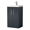 Roxbury Deco Fluted 500mm Anthracite Grey Vanity Unit - Floor Standing 2 Door Unit with Thin-Edged Ceramic Basin and Chrome Handles