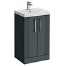 Roxbury Deco Fluted 500mm Anthracite Grey Vanity Unit - Floor Standing 2 Door Unit with Chrome Handles