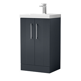 Roxbury Deco Fluted 500mm Anthracite Grey Vanity Unit - Floor Standing 2 Door Unit with Chrome Handl