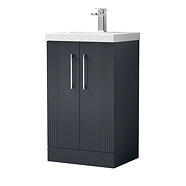 Roxbury Deco Fluted 500mm Anthracite Grey Vanity Unit Floor Standing 