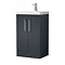 Roxbury Deco Fluted 500mm Anthracite Grey Vanity Unit - Floor Standing 2 Door Unit with Chrome Handl