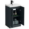 Roxbury Deco Fluted 500mm Anthracite Grey Vanity Unit - Floor Standing 2 Door Unit With Matt Black Handles