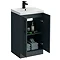 Roxbury Deco Fluted 500mm Anthracite Grey Vanity Unit - Floor Standing 2 Door Unit With Matt Black Handles