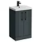 Roxbury Deco Fluted 500mm Anthracite Grey Vanity Unit - Floor Standing 2 Door Unit With Matt Black Handles