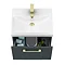 Roxbury Deco Fluted 500mm Anthracite Grey Vanity Unit - Wall Hung 1-Drawer Unit with Brushed Brass Handle