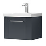 Roxbury Deco Fluted 500mm Anthracite Grey Vanity Unit - Wall Hung Single Drawer Unit with Chrome Handle