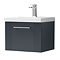 Roxbury Deco Fluted 500mm Anthracite Grey Vanity Unit - Wall Hung Single Drawer Unit with Chrome Handle