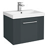 Roxbury Deco Fluted 500mm Anthracite Grey Vanity Unit - Wall Hung Single Drawer Unit with Chrome Handle