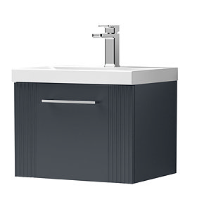 Roxbury Deco Fluted 500mm Anthracite Grey Vanity Unit - Wall Hung Single Drawer Unit with Chrome Han
