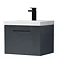 Roxbury Deco Fluted 500mm Anthracite Grey Vanity Unit - Wall Hung Single Drawer Unit with Matt Black Handle