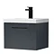 Roxbury Deco Fluted 500mm Anthracite Grey Vanity Unit - Wall Hung Single Drawer Unit with Thin-Edged