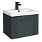 Roxbury Deco Fluted 500mm Anthracite Grey Vanity Unit - Wall Hung Single Drawer Unit with Matt Black Handle