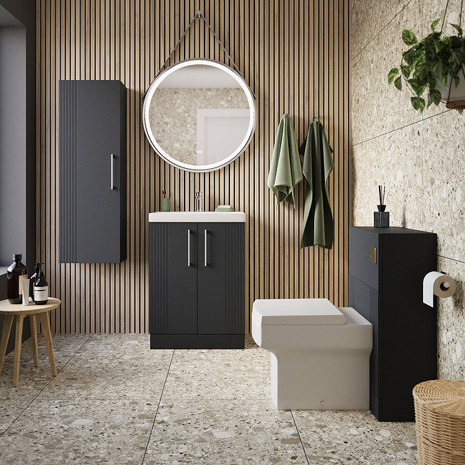 Roxbury Deco Fluted 500mm Anthracite Grey WC Unit