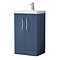 Roxbury Deco Fluted 500mm Blue Vanity Unit - Floor Standing 2 Door Unit with Chrome Handles