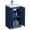 Roxbury Deco Fluted 500mm Blue Vanity Unit - Floor Standing 2 Door Unit with Chrome Handles