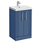 Roxbury Deco Fluted 500mm Blue Vanity Unit - Floor Standing 2 Door Unit with Chrome Handles
